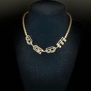 Beautiful BABE choker necklace with Removable 3 charms . Allergy free adjustable